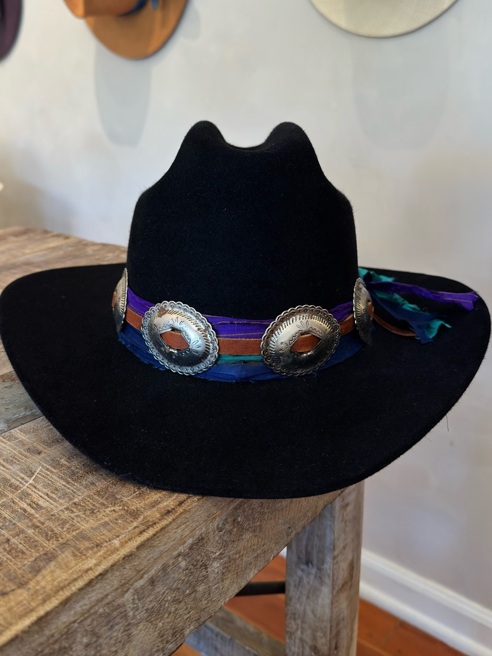 Custom Stetson 6X COWBOY HAT Rancher Black 7 1/8